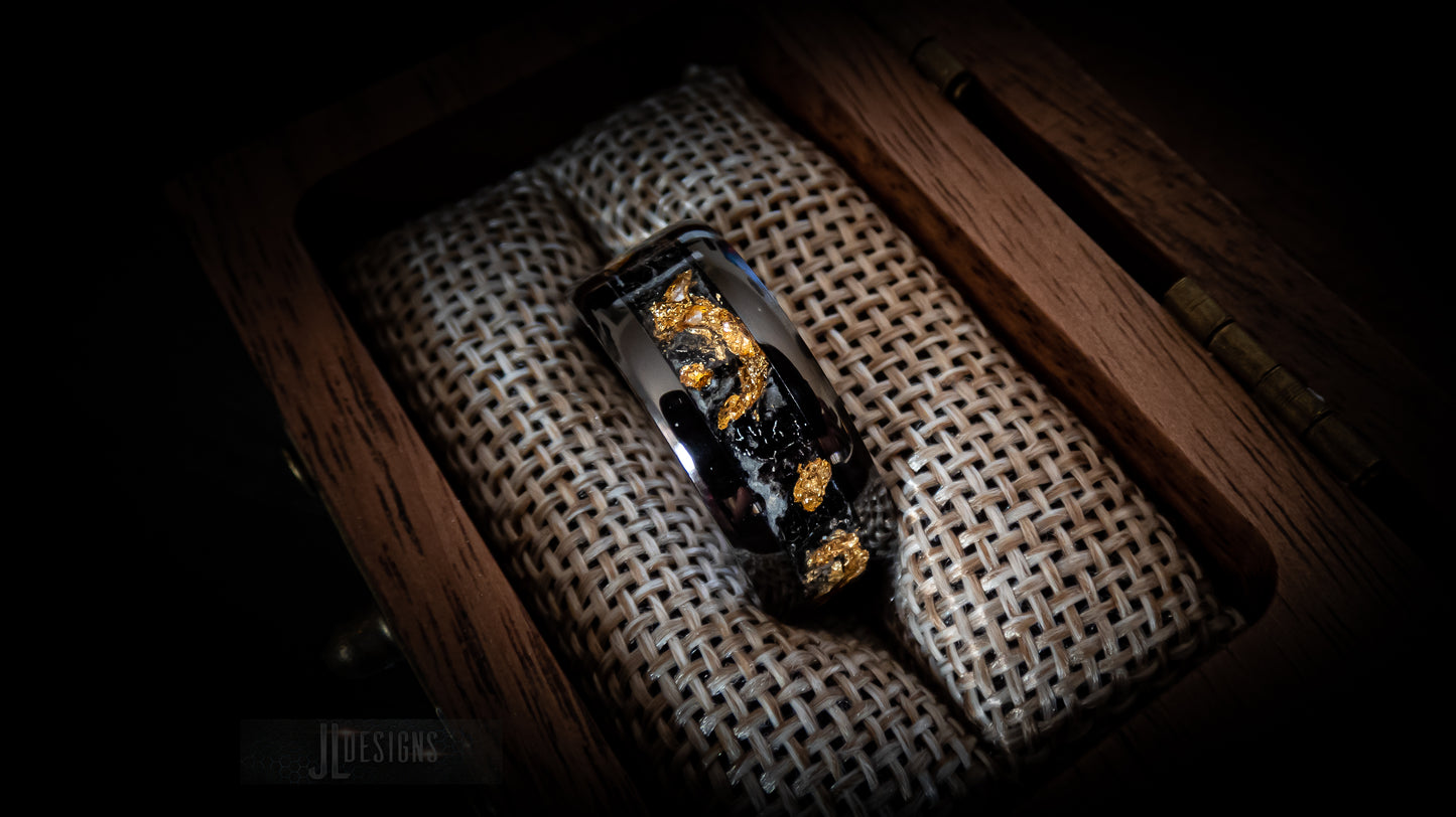 Meteorite gold leaf glow ring - D4RK M4TT3R 3D