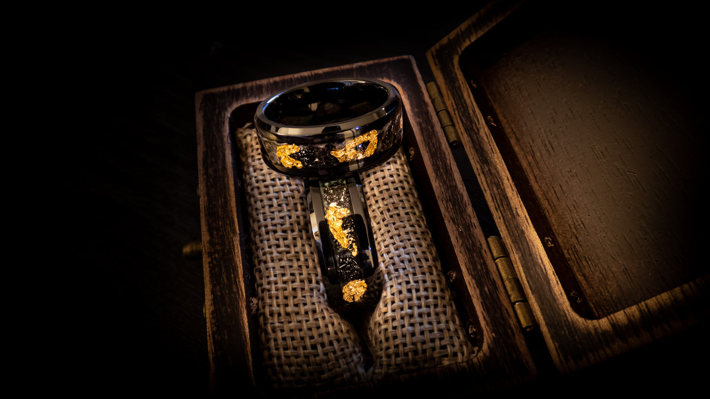 Meteorite gold leaf glow ring - D4RK M4TT3R 3D
