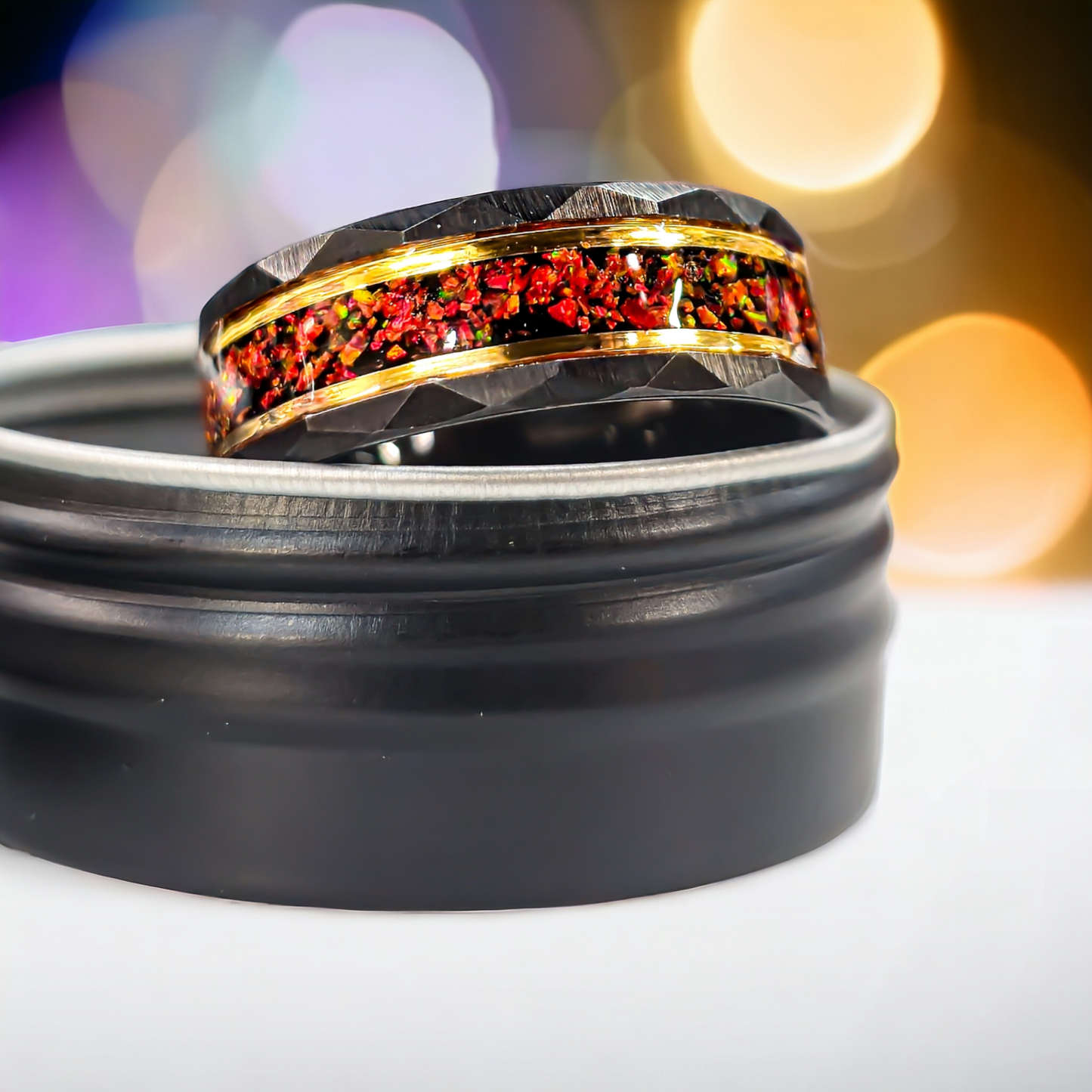 Fire Opal Tungen Ring - D4RK M4TT3R 3D