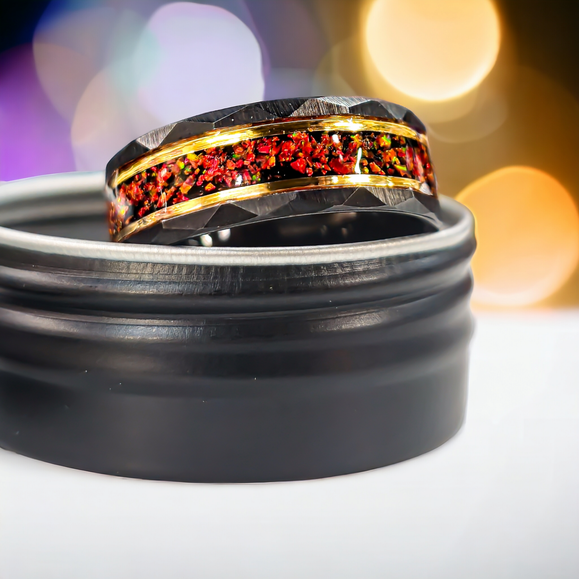 Fire Opal Tungen Ring - D4RK M4TT3R 3D