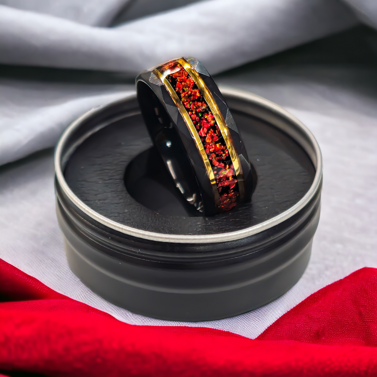 Fire Opal Tungen Ring - D4RK M4TT3R 3D