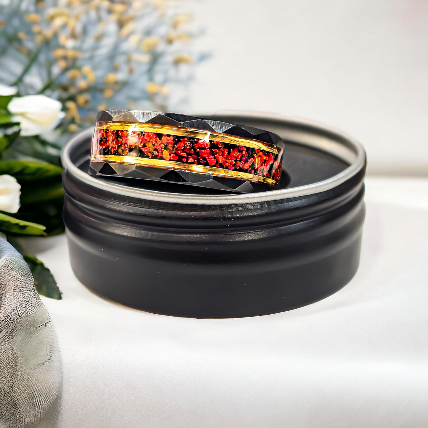 Fire Opal Tungen Ring - D4RK M4TT3R 3D