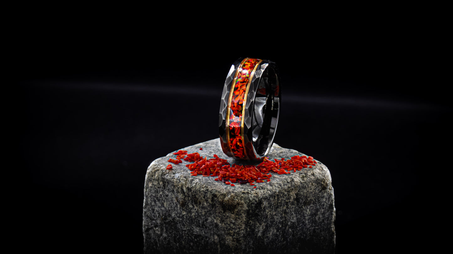 Fire Opal Tungen Ring - D4RK M4TT3R 3D