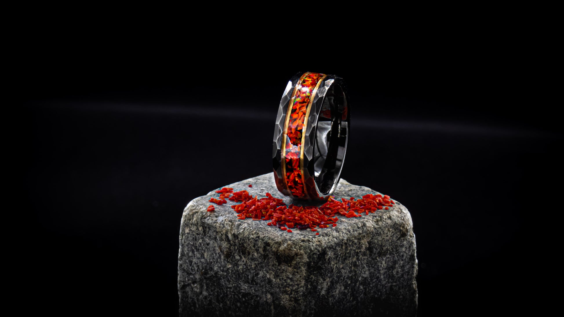 Fire Opal Tungen Ring - D4RK M4TT3R 3D