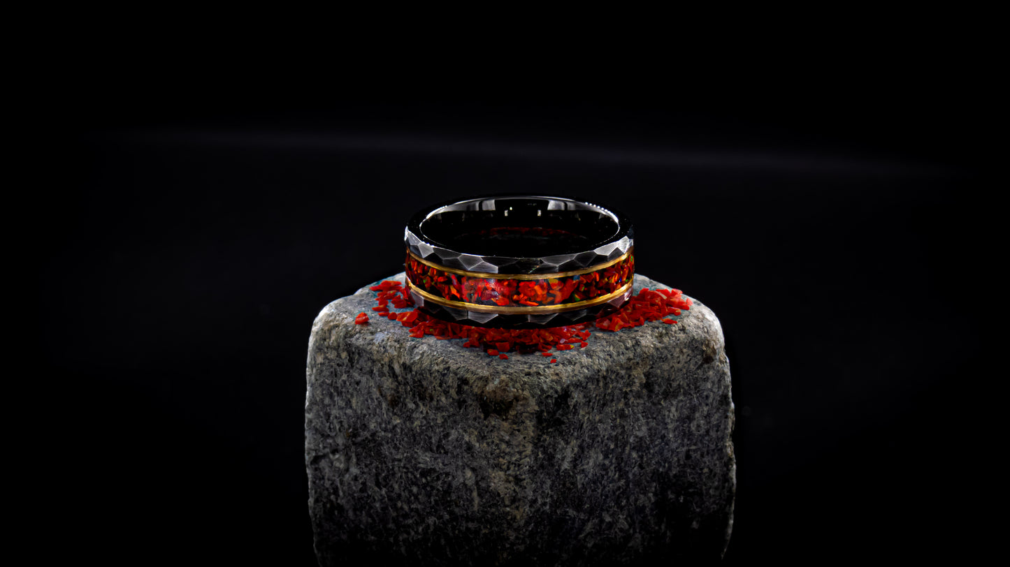 Fire Opal Tungen Ring - D4RK M4TT3R 3D