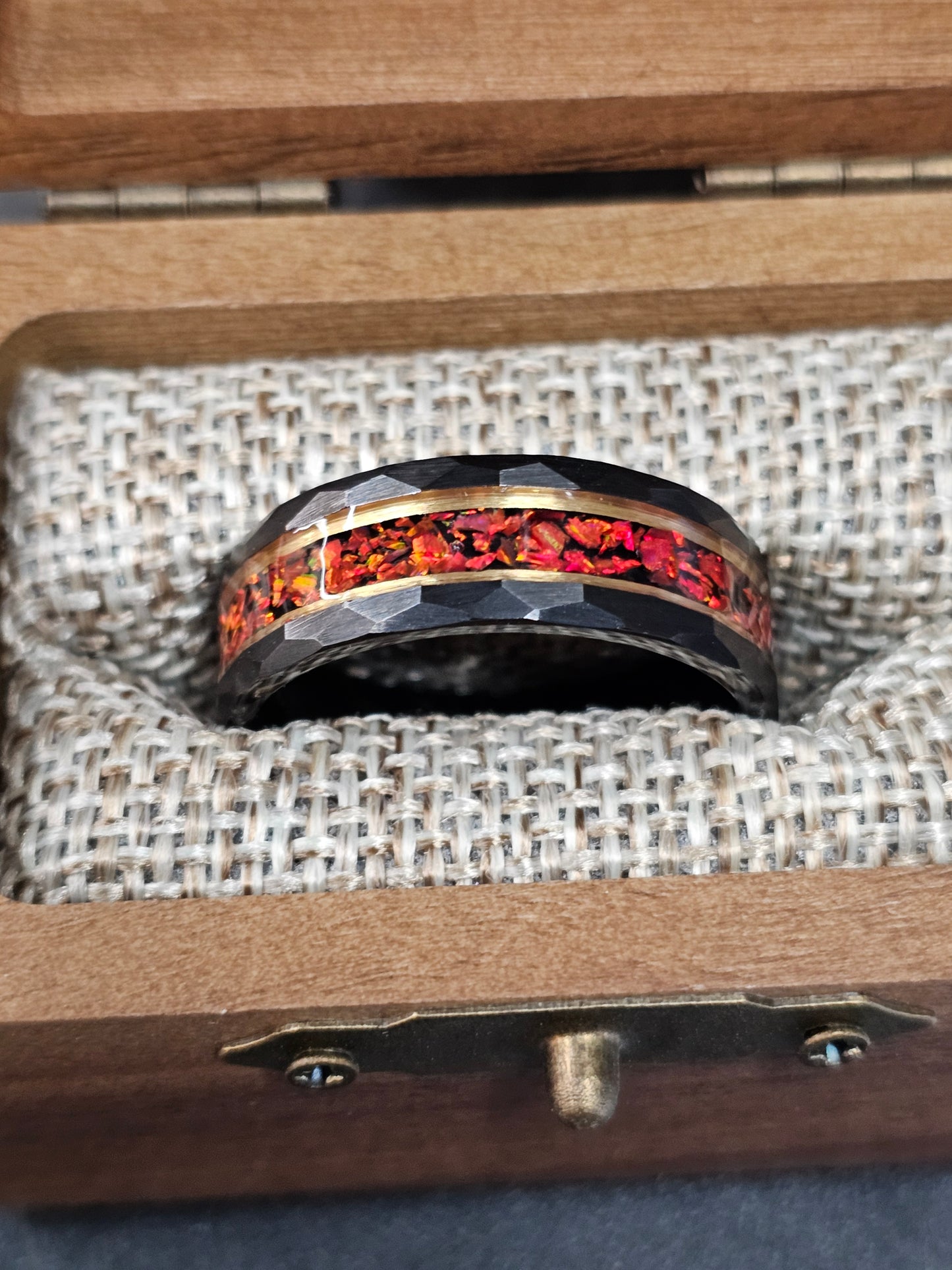 Fire Opal Tungen Ring - D4RK M4TT3R 3D