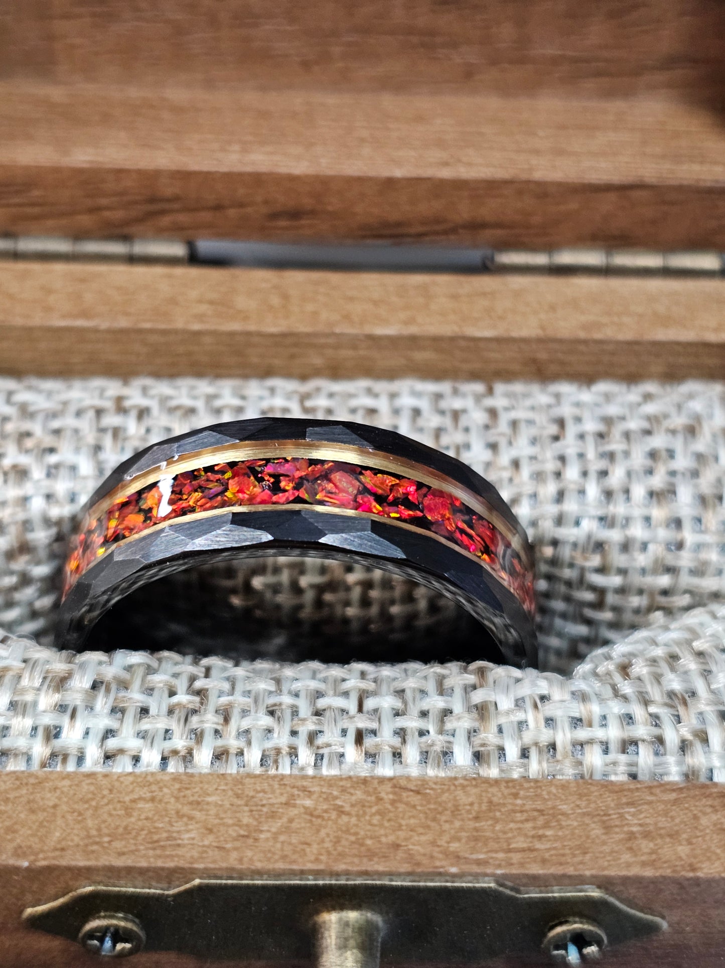 Fire Opal Tungen Ring - D4RK M4TT3R 3D