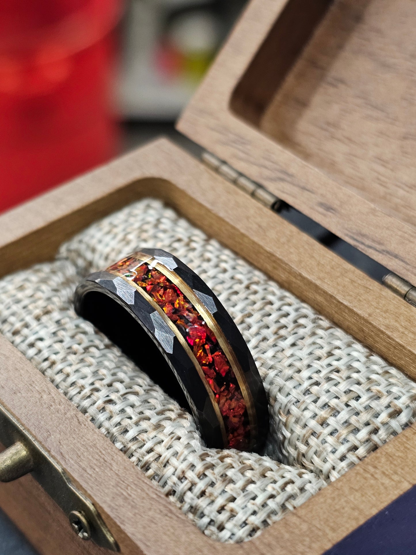 Fire Opal Tungen Ring - D4RK M4TT3R 3D