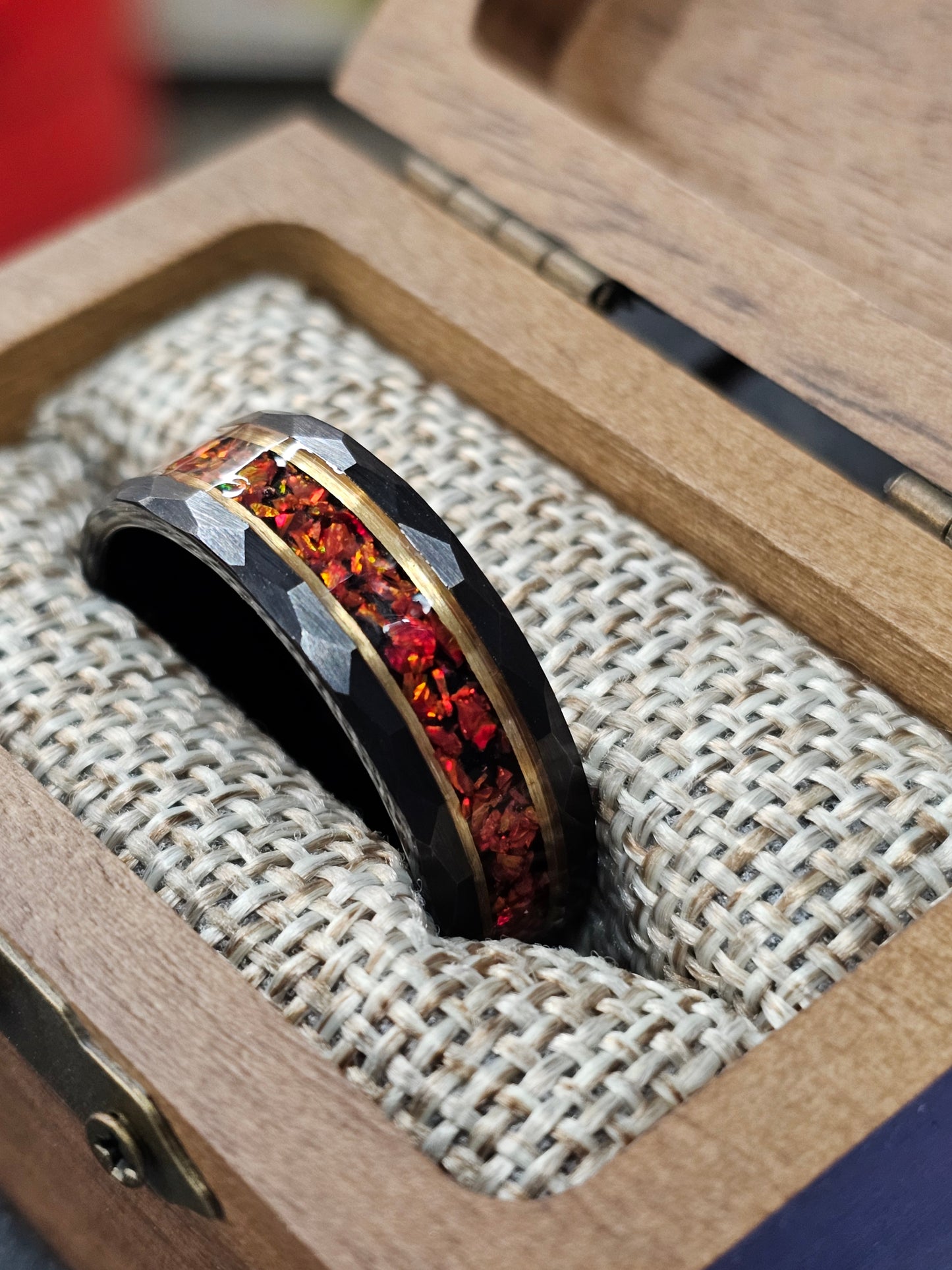 Fire Opal Tungen Ring - D4RK M4TT3R 3D